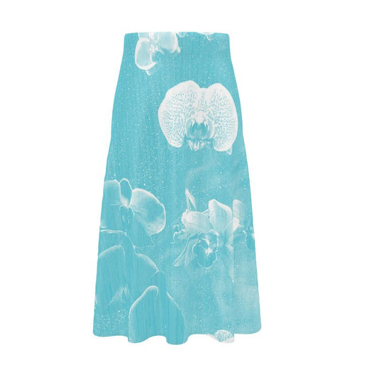 Aqua Orchid - Midi Skirt